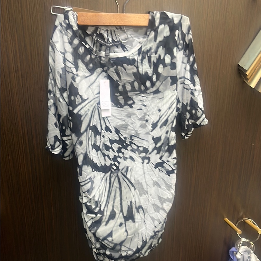 White House Black Market Black and White Patterned Dress